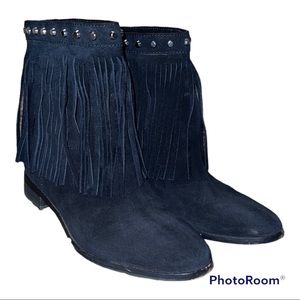 Michael Kors Women’s Billy Fringe Studded Suede Black Ankle Boots Size 8M